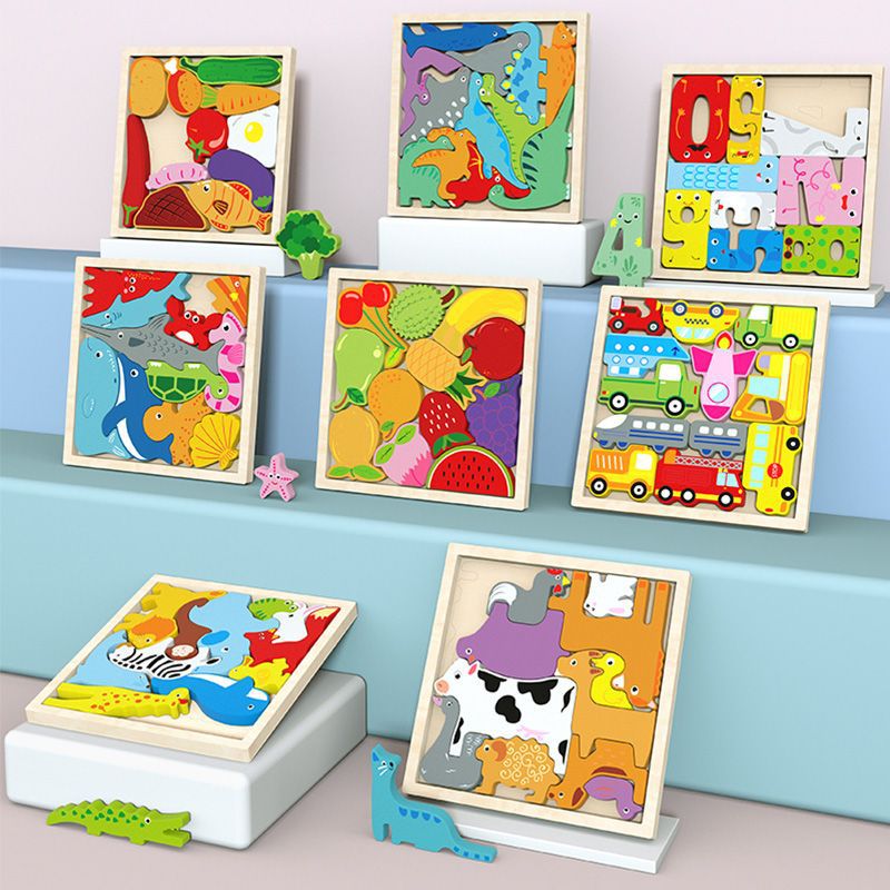 Large Wooden Puzzle Puzzle Development Early Education Infant And Toddler Toys 1-3 Years Old 6 Baby Building Blocks Boys And Girls - Image 4